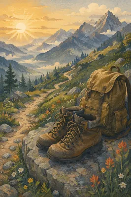 Mountain Hiking Boots on Scenic Trail