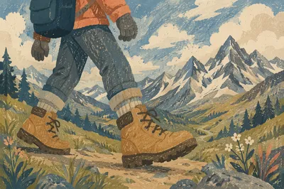 Alpine Hiking Boots on Mountain Trail