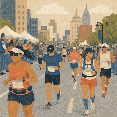 City Marathon Runners on Urban Avenue