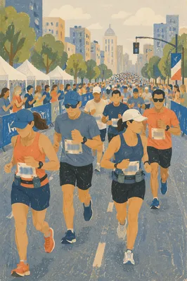 City Marathon Runners on Urban Avenue