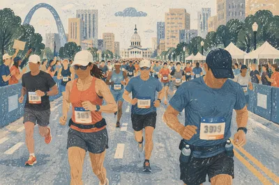 City Marathon Runners on Urban Avenue