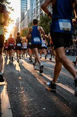 City Marathon Runners at Sunrise