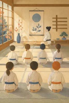Kids Martial Arts Class Practicing Discipline