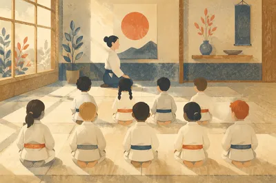 Kids Martial Arts Discipline Training Scene