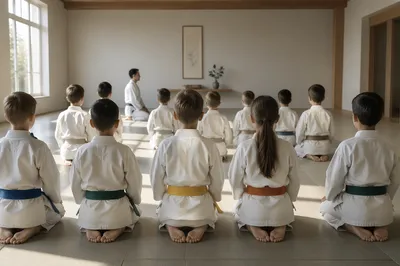 Kids Martial Arts Class Practicing Discipline