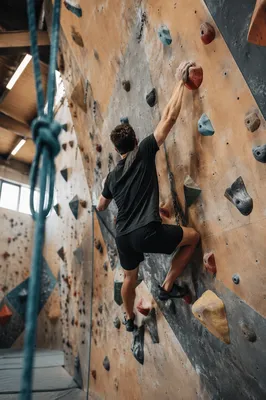 Indoor Rock Climbing Gym Action Scene