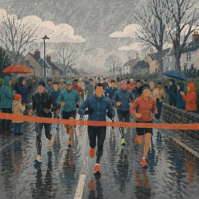 Rainy Community Marathon Finish Line
