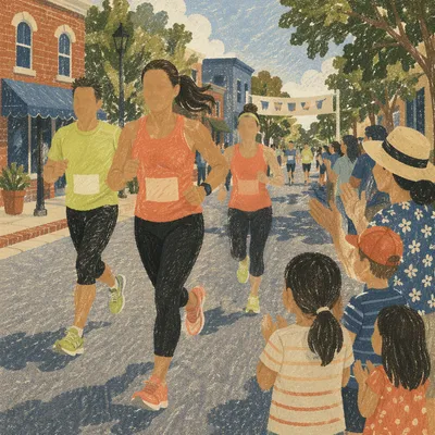 Community Marathon Runners Near Finish Line
