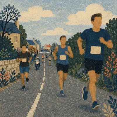 Village Marathon Runners Near Finish Line