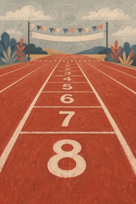Empty Marathon Finish Line on Red Track