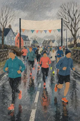 Rainy Community Marathon Finish Line