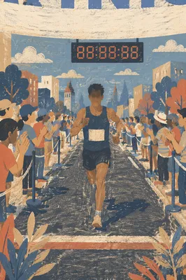City Marathon Runner Near Finish Line