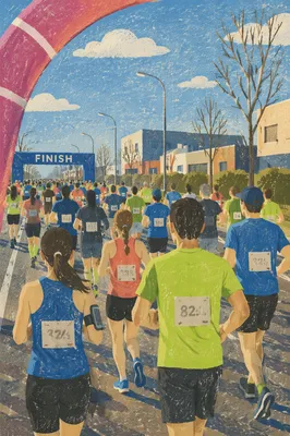 Community Marathon Runners Near Finish Line