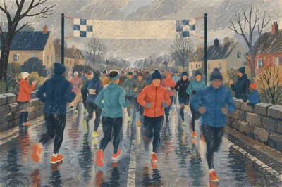 Rainy Community Marathon Finish Line