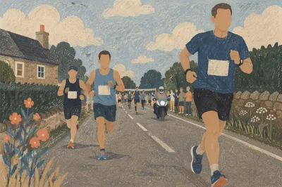 Village Marathon Runners Near Finish Line