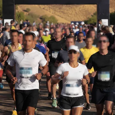 Crowded Marathon Finish Line Runners