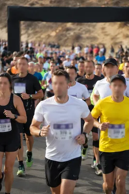 Crowded Marathon Finish Line Runners