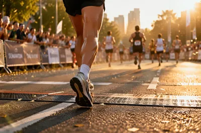 Golden Hour Marathon Finish Line Victory