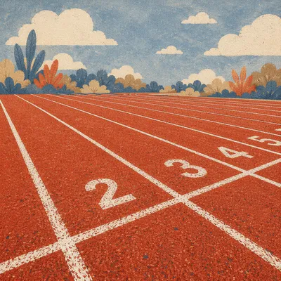 Empty Running Track Starting Line Closeup