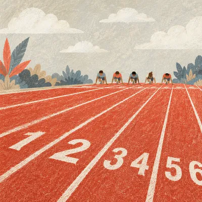 Red Running Track Starting Line Perspective