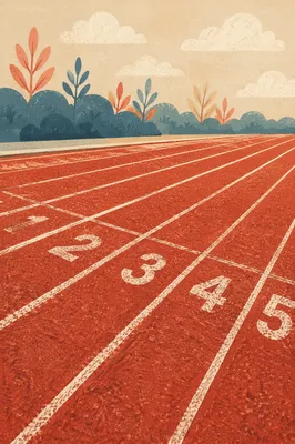 Quiet Starting Line on Red Track