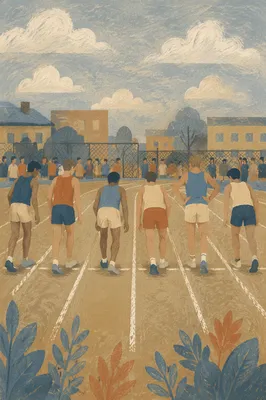 Vintage Track Athletes at Starting Line