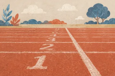Empty Running Track Starting Line Perspective