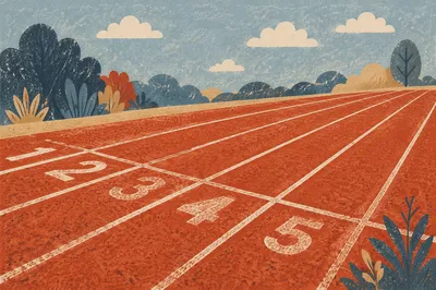 Empty Running Track Starting Line Perspective