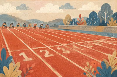 Athletes Waiting at Red Running Track