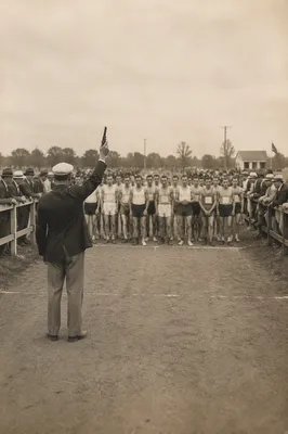 Vintage Runners at Dirt Track Starting Line