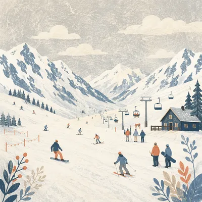 Quiet Alpine Ski Slope Adventure