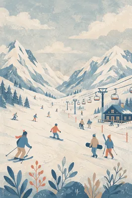 Quiet Alpine Ski Slope Adventure