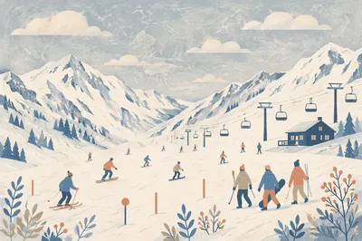 Quiet Alpine Ski Slope in Winter