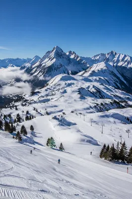 Panoramic Alpine Ski Resort Under Blue Sky