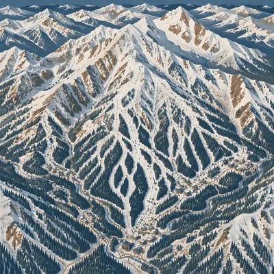 Aerial Winter Ski Mountain Panorama