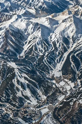 Aerial Winter Ski Mountain Landscape