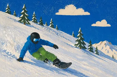 Downhill Skier Carving Through Alpine Powder