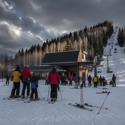 Winter Ski Resort Base Area