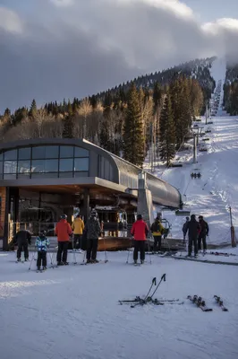 Winter Ski Resort Base at Mountain Lift