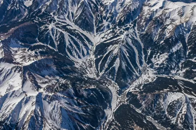 Aerial Winter Mountain Ski Runs