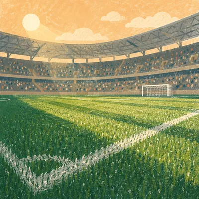 Sunlit Soccer Field in Modern Stadium