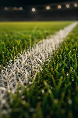 Macro Soccer Field Grass and White Line