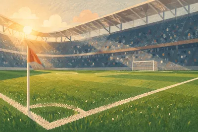 Sunlit Soccer Field in Modern Stadium