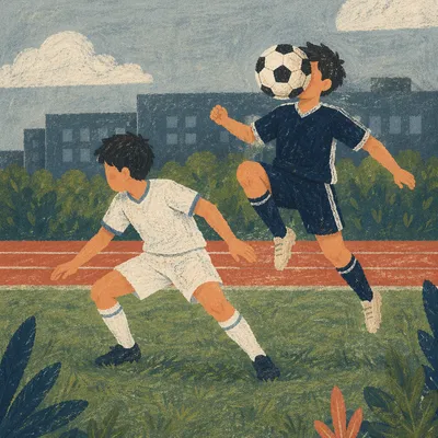 Amateur Soccer Duel on Green Field