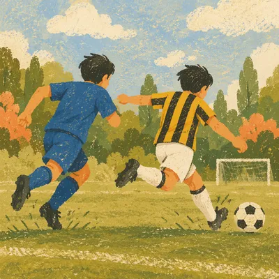 Soccer Players Sprinting on Summer Field