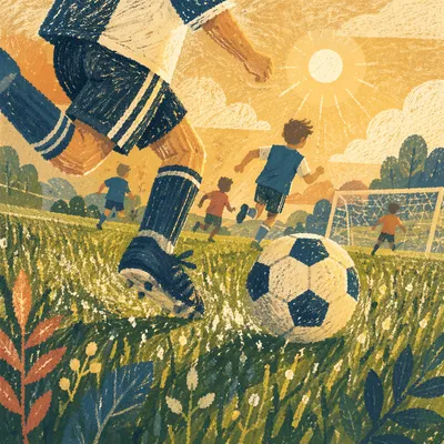 Sunrise Soccer Action on Dewy Field
