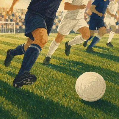 Soccer Players Sprinting on Green Field