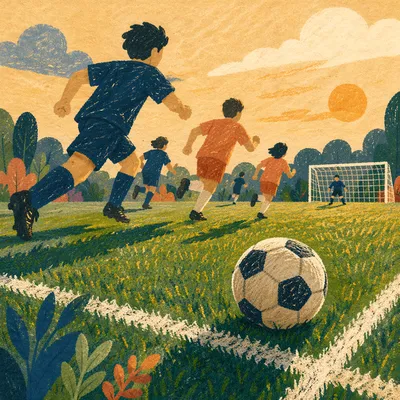 Golden Hour Soccer Field Action Scene