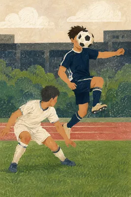 Amateur Soccer Duel on Green Field