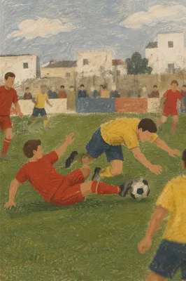 Amateur Soccer Tackle on Green Field